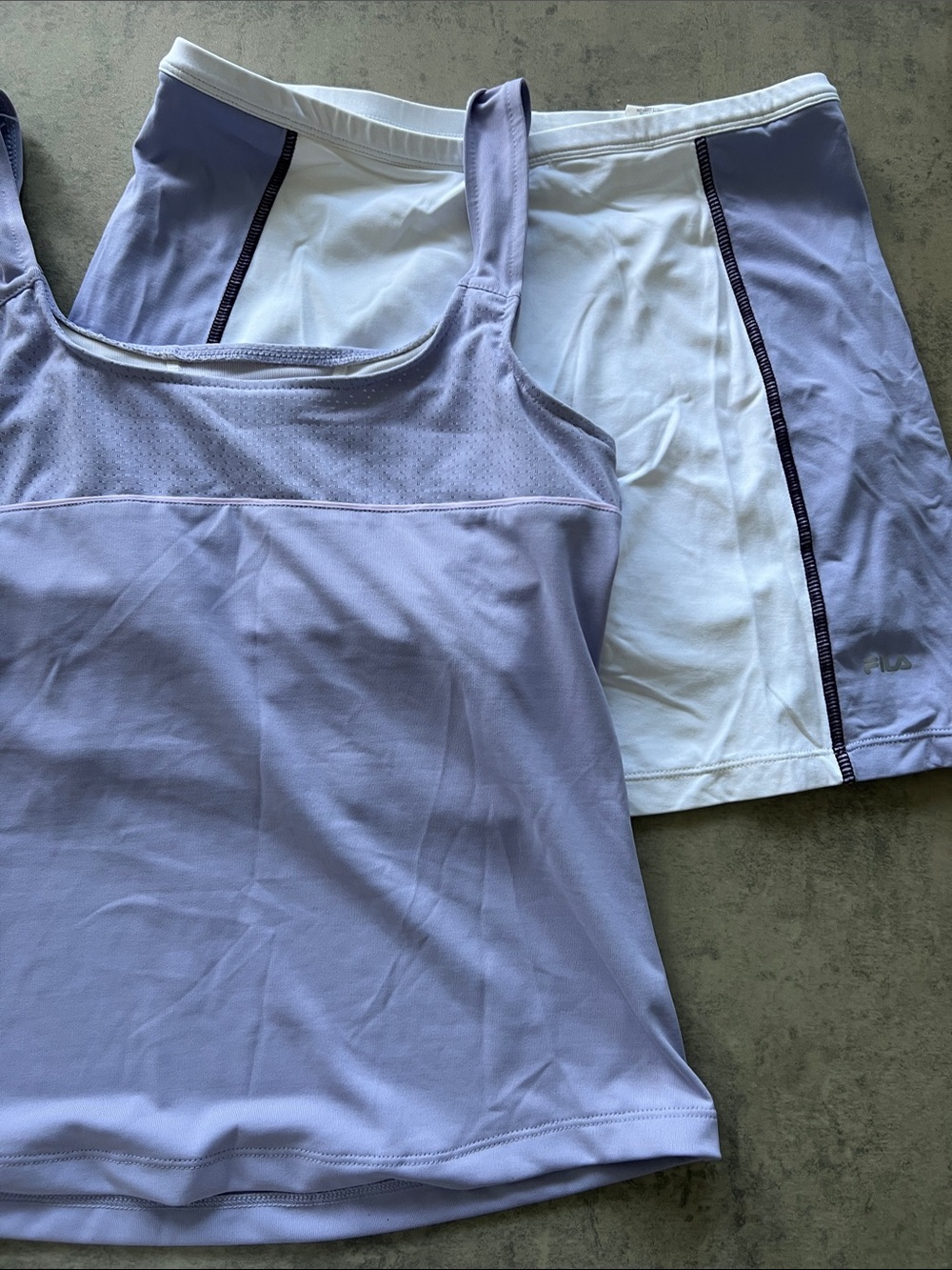 Tennis outfit Lavender Athletic Tank with Matching White-Lavender Trim Skort